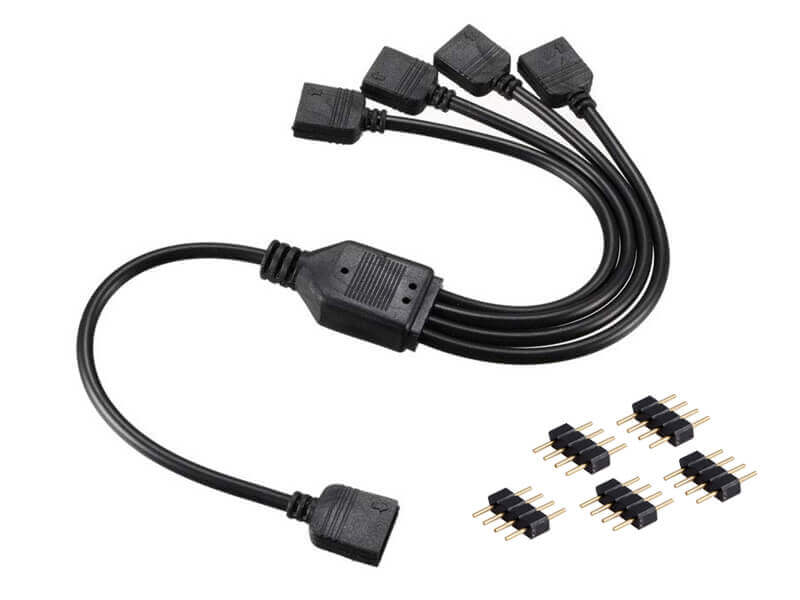 Black Jacket 4 Pin Splitter for RGB Light and Controller 1 to 4