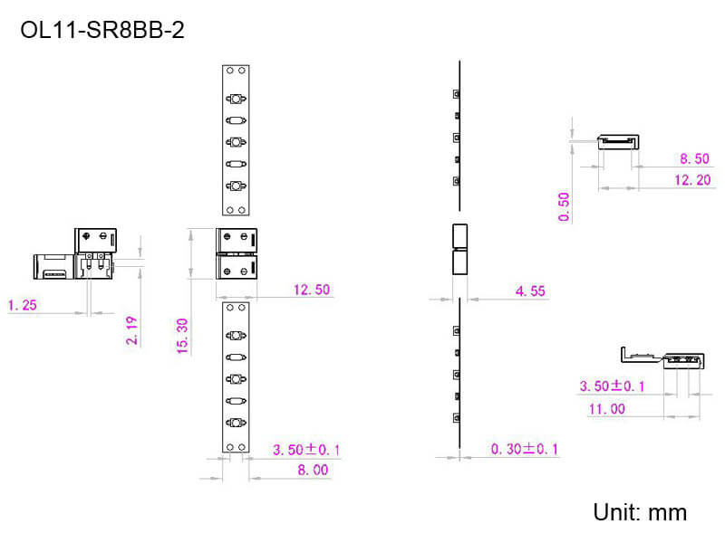 Dimensional Drawing of SR8BB-2