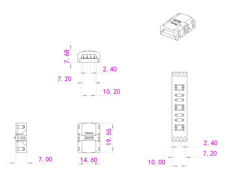 10mm 4 Pin Hippo-M for IP20 IP65 RGB