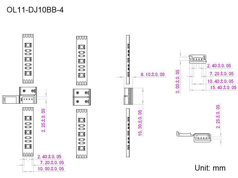 Snap dj strip to strip 10mm 4 pin dimension