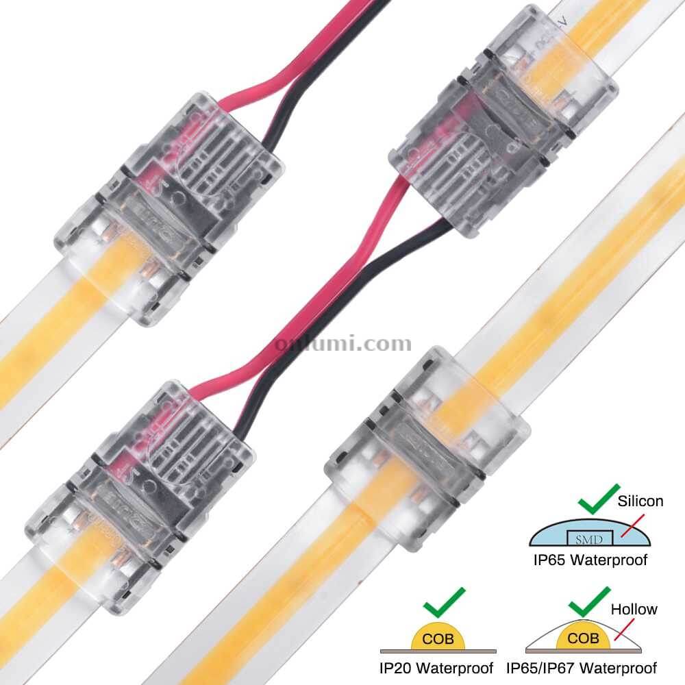 high density cob led strip connector 10mm 2 pin