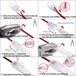 outdoor hollow strip to wire 10mm 2 pin how to connect