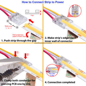 3 pin cct cob led strip connector how to connect cct 10mm strip to power
