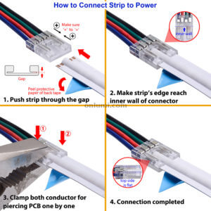 4 pin rgb cob led strip connector how to connect rgb 10mm strip to power