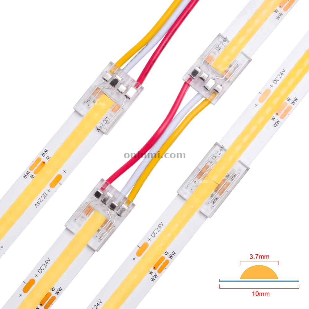 cct cob led strip connector 10mm 3 pins for ip20 non-waterproof BCI