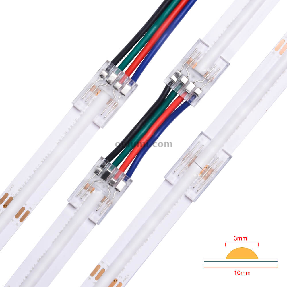 RGB cob led strip connector 10mm 4 pins for ip20 non-waterproof BCI