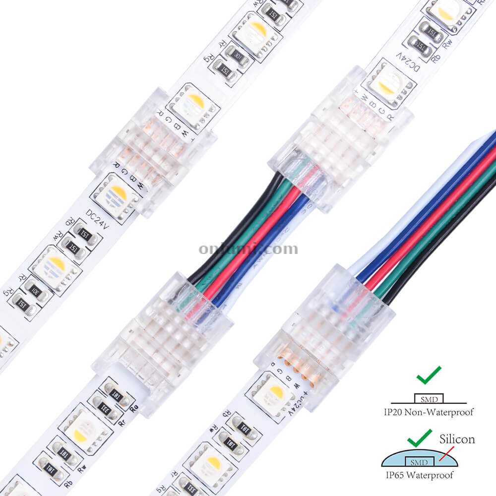 hippo-m x 10mm 5 pin led strip connector for rgbw ip20 ip65