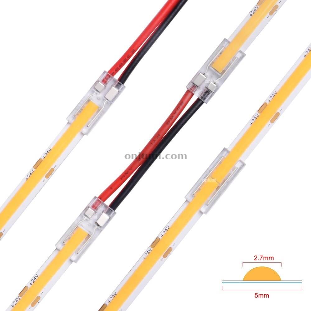 cob led strip connector 5mm 2 pins for ip20 non-waterproof BCI