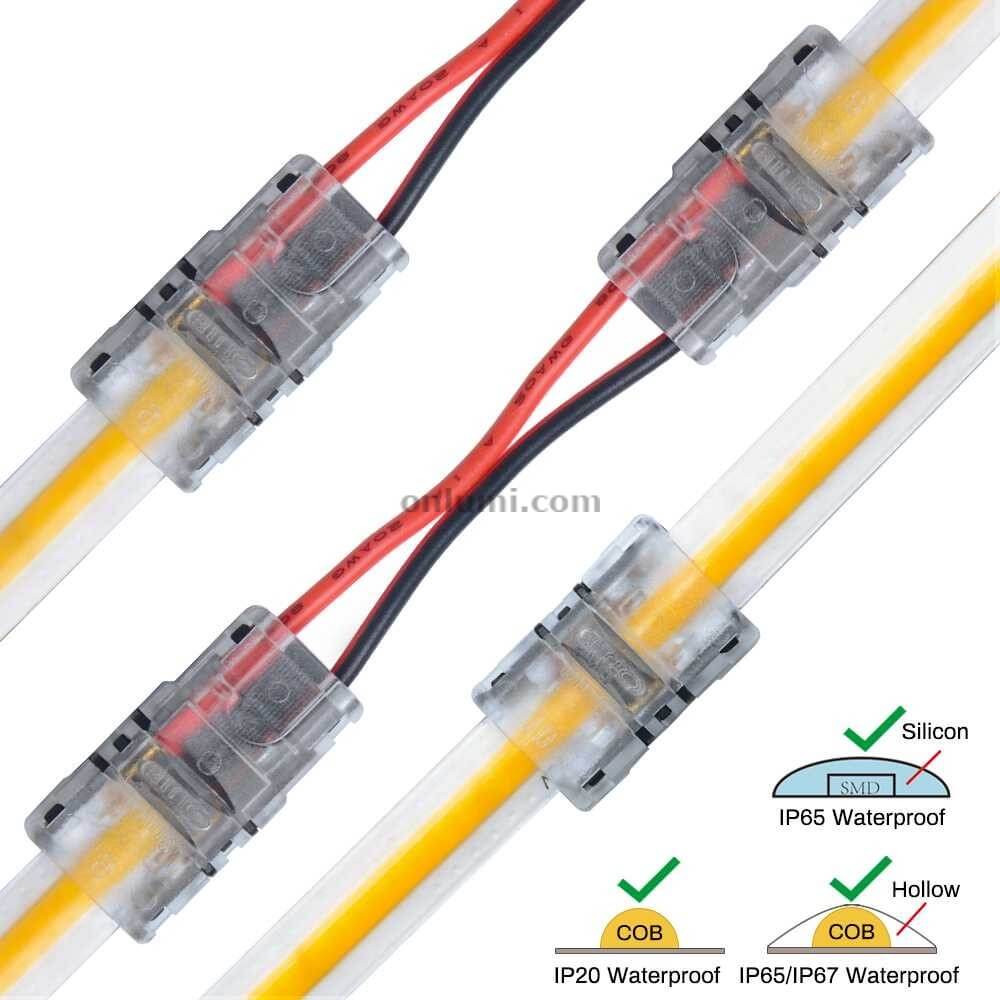 heat thrink tube cob led strip connector 8mm 2 pins for ip67 BCI